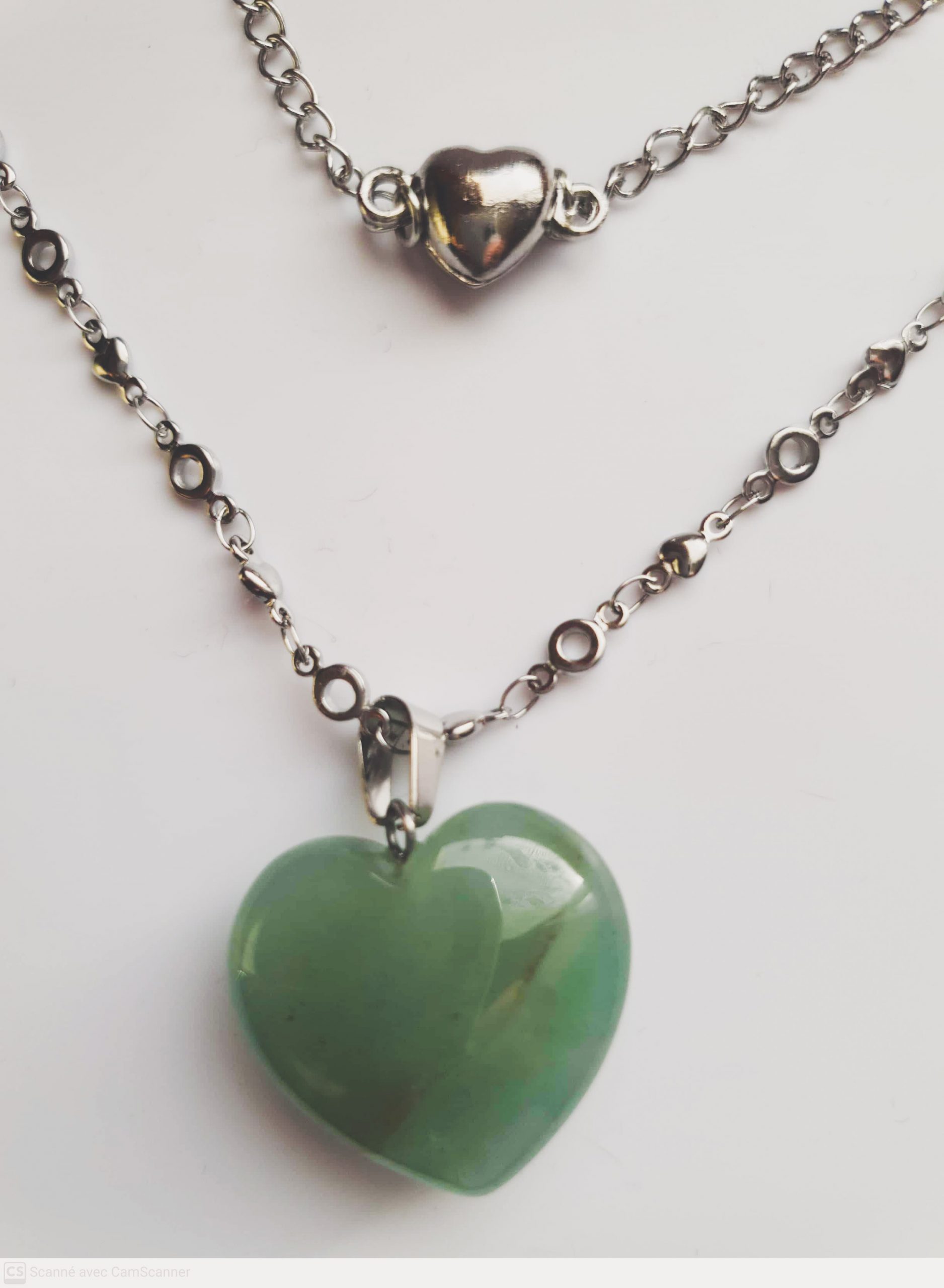 Pendentif aventurine verte forme cœur