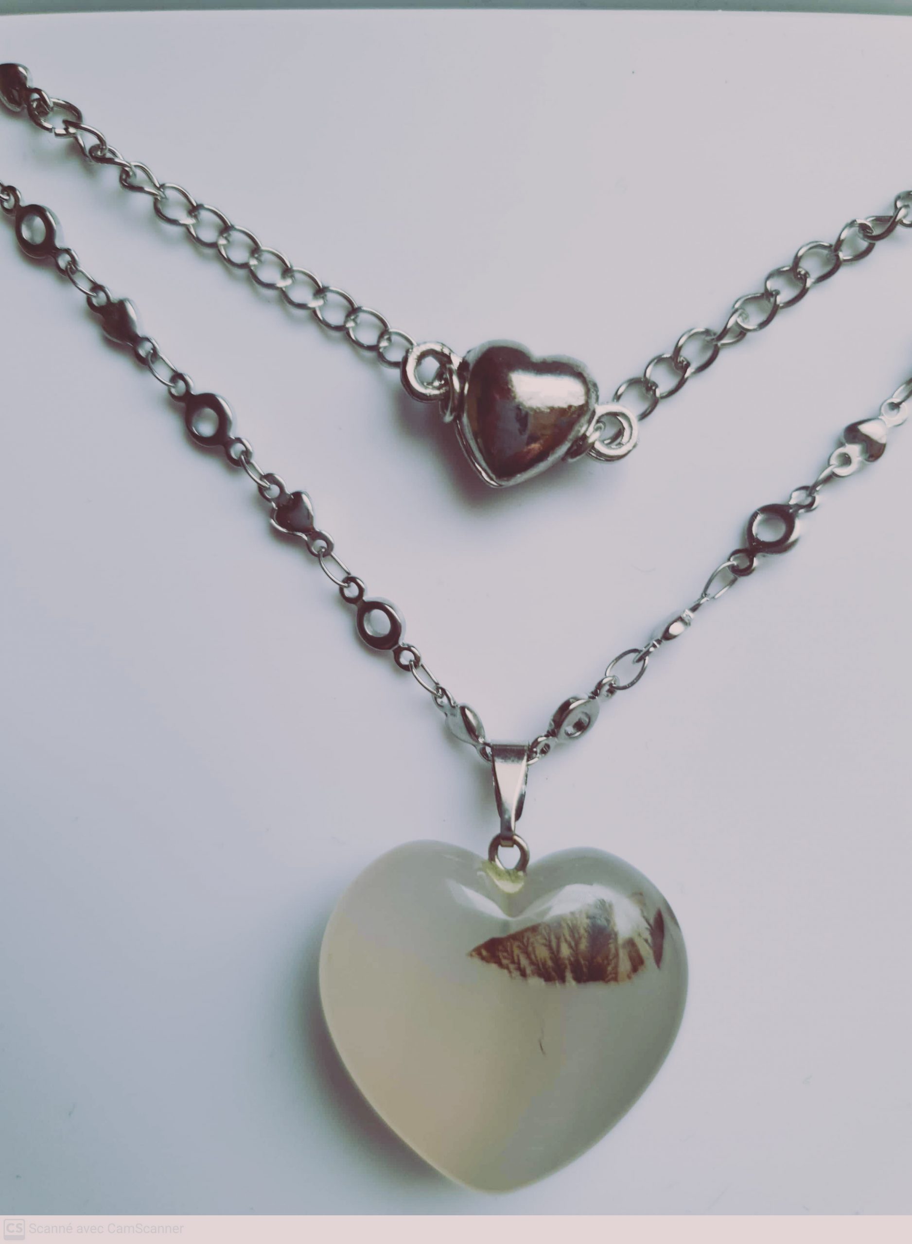 Pendentif quartz rutile noir forme cœur