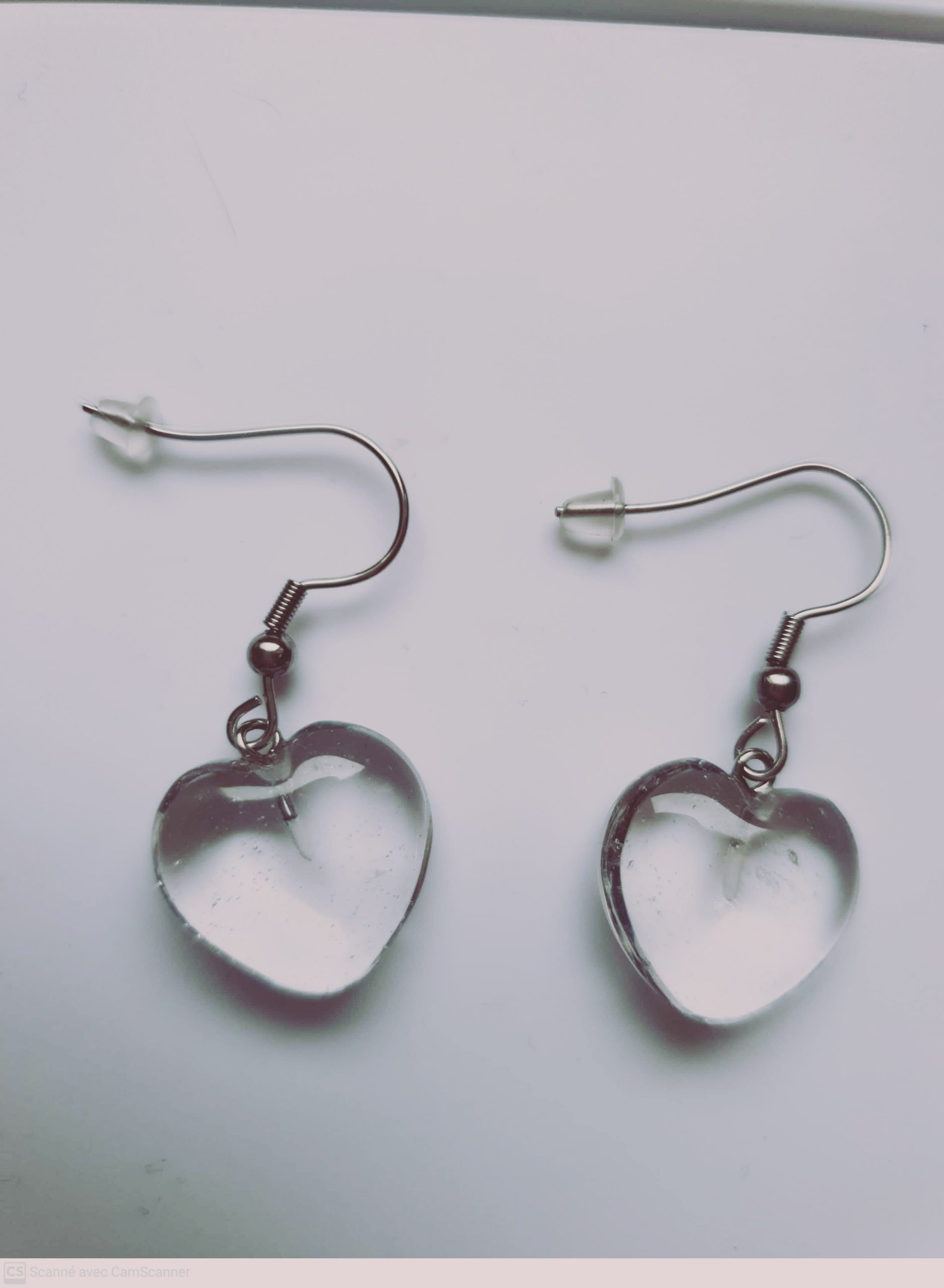 boucles d'oreilles cristal de roche forme cœur