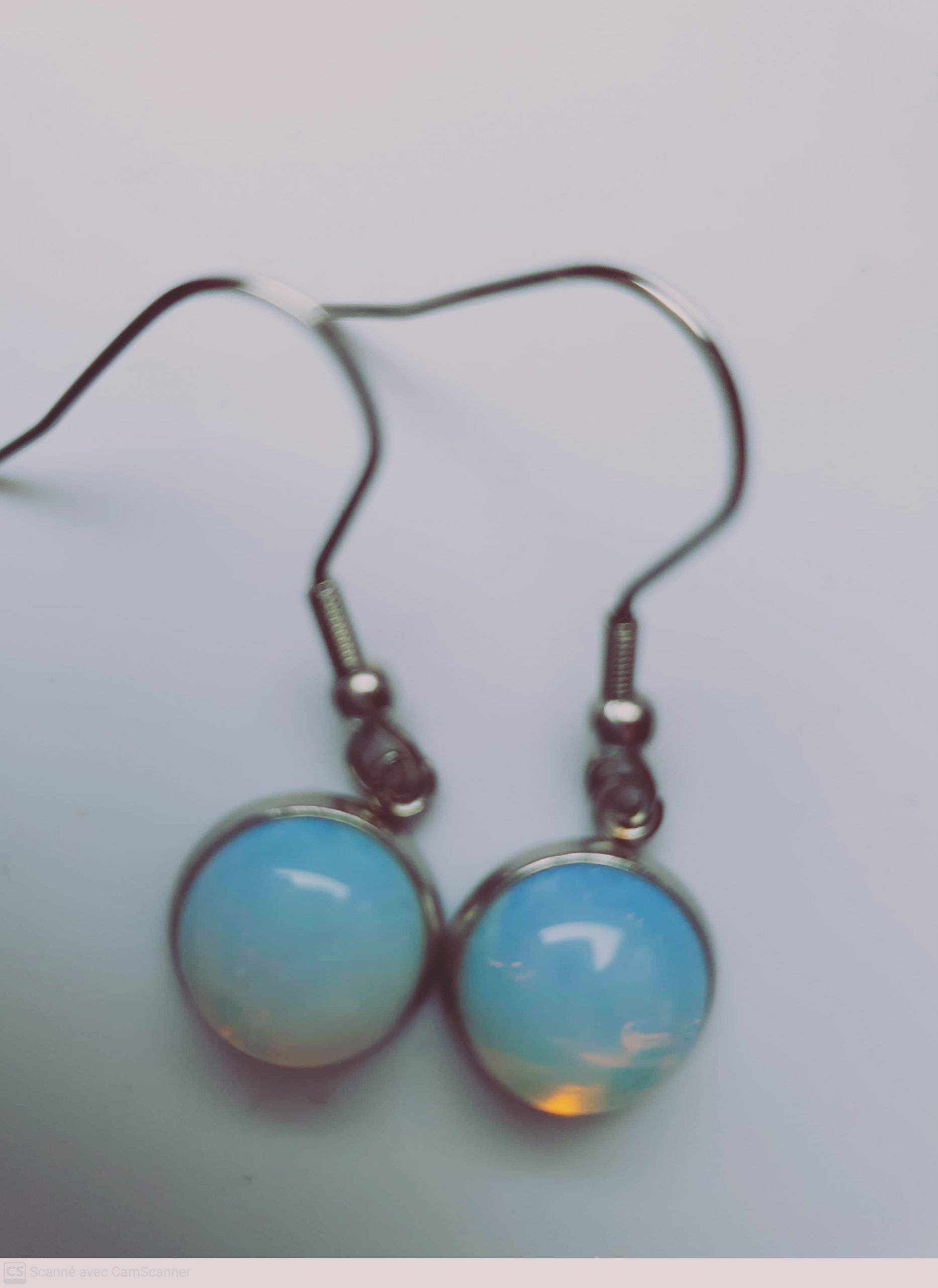 boucles d'oreilles aigue marine forme ronde