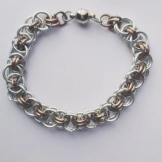 Bracelet chainmaille "ton sur ton " couleurs argent et bronze