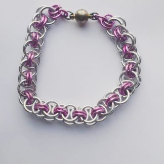 Bracelet chainmaille "ton sur ton" couleurs lilas et lavande